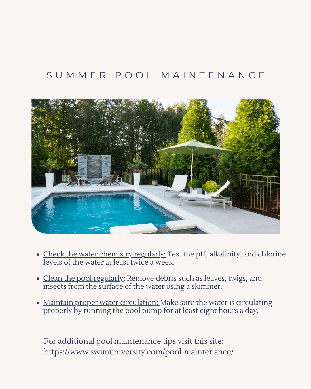 May 28th – Pool Maintenance – Educational