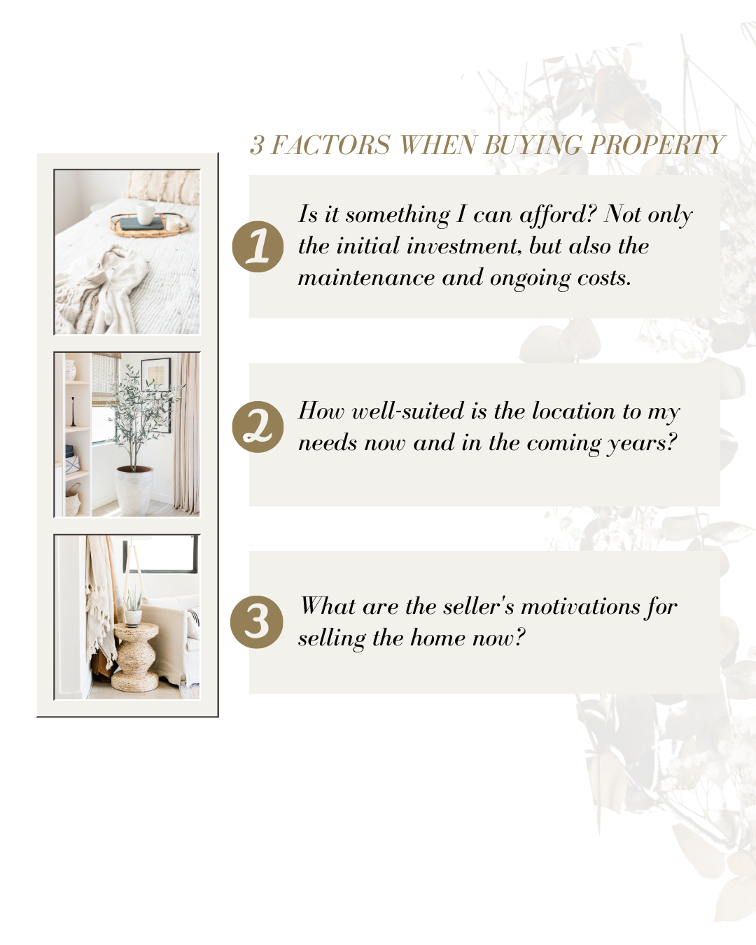 June 14th – 3 Factors when buying a home