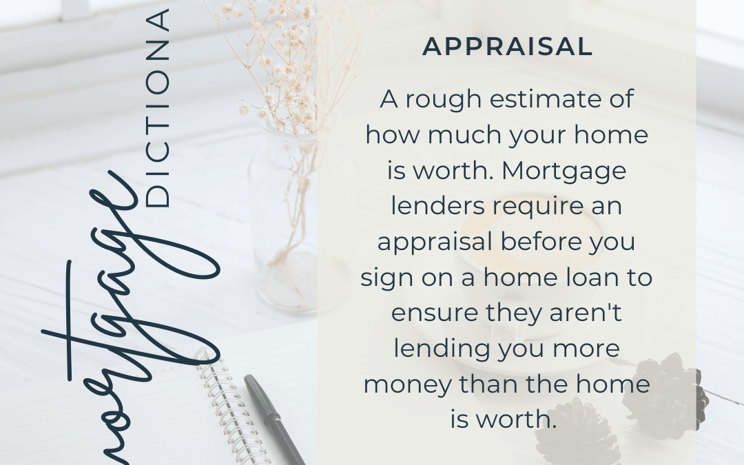 A notebook on a table with the words mortgage appraisal.