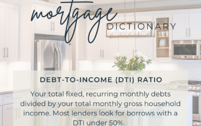 A kitchen with the words debt to income ratio.