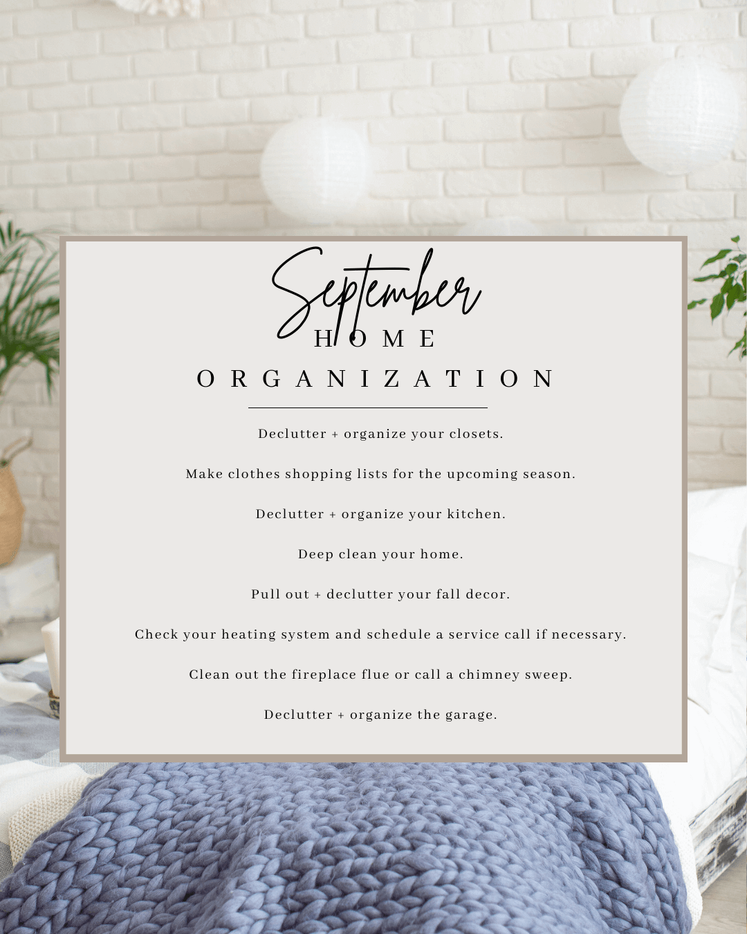 Sept. 3rd – Home Organization