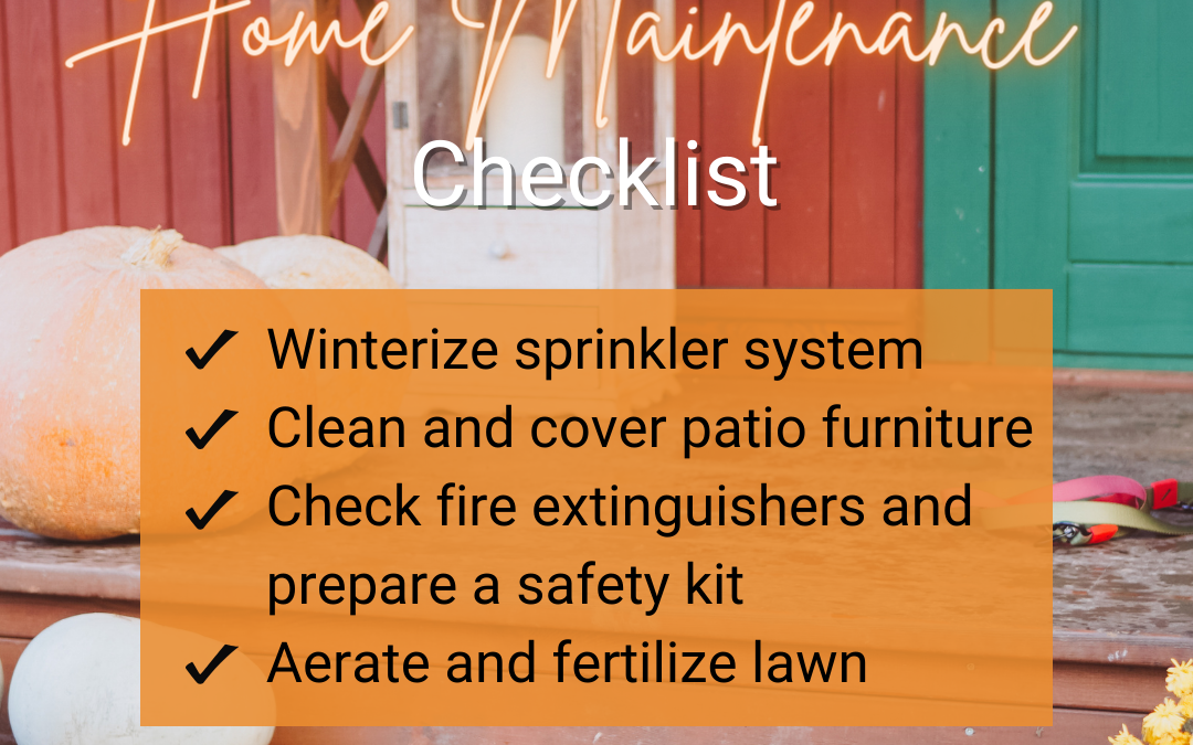 Oct. 2nd – Home Maintenance checklist