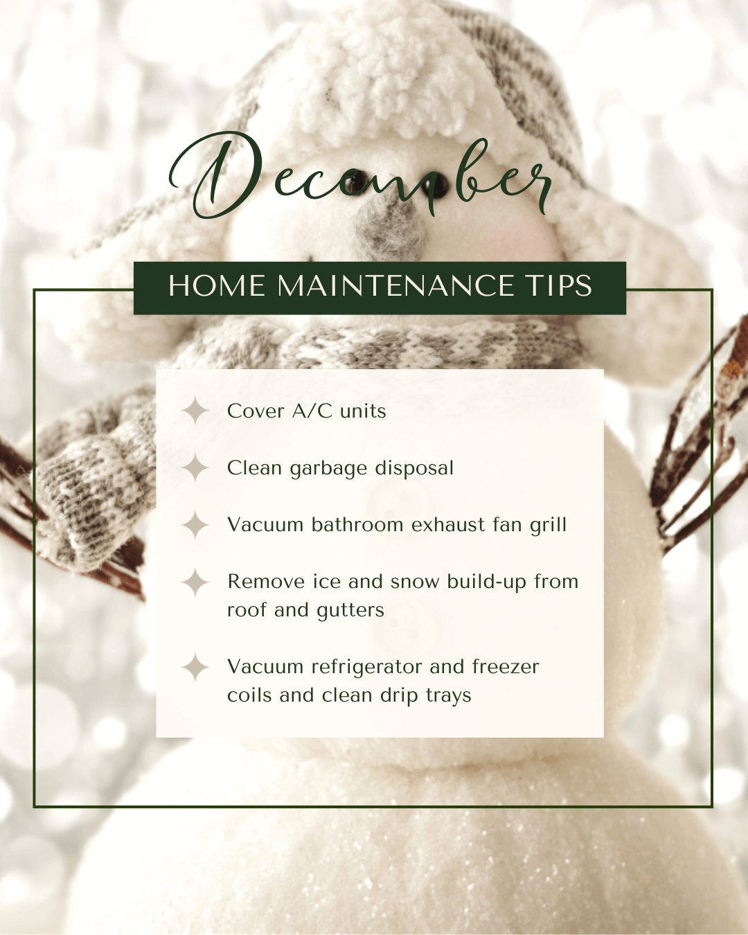 Dec. 2nd – Home Maintenance Checklist