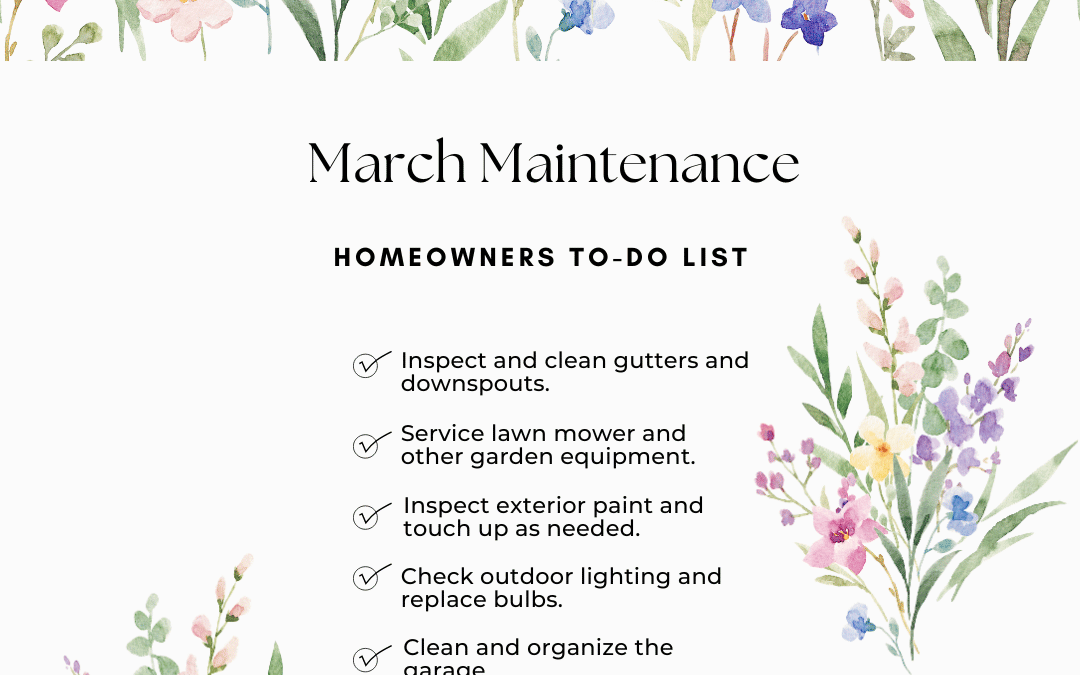 March 2nd – Maintenance To-do