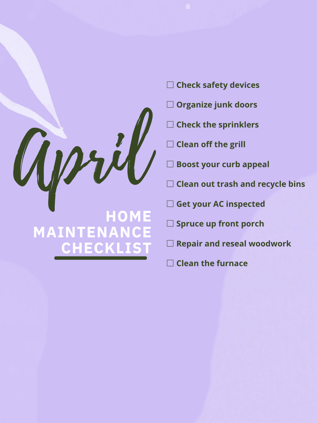April 2nd – Home Maintenance