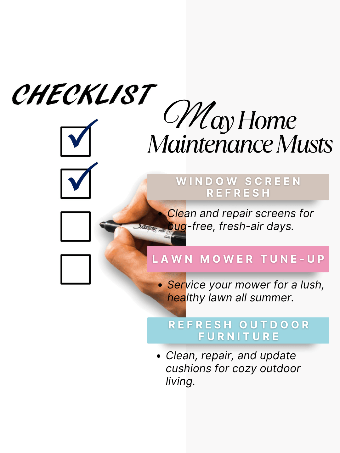 May 2nd – Home Maintenance